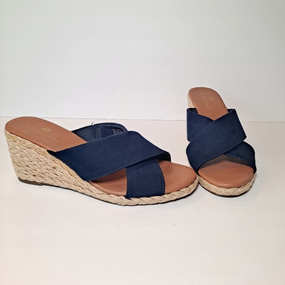 Tommy Bahama Navy Blue Wedge Sandals. Size 8.5M.
